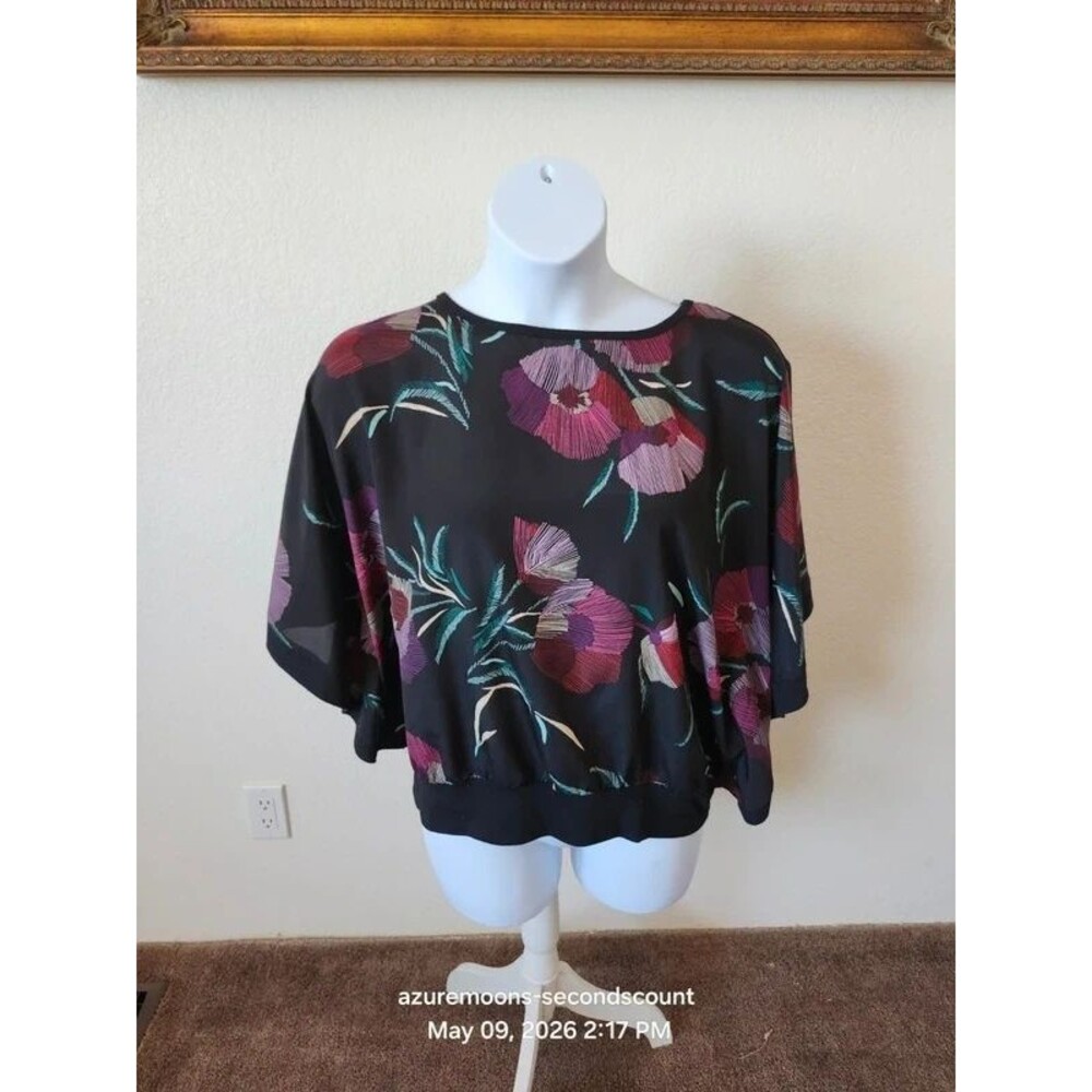 Jaclyn Smaith dolman sleeve floral blouse SZ XL